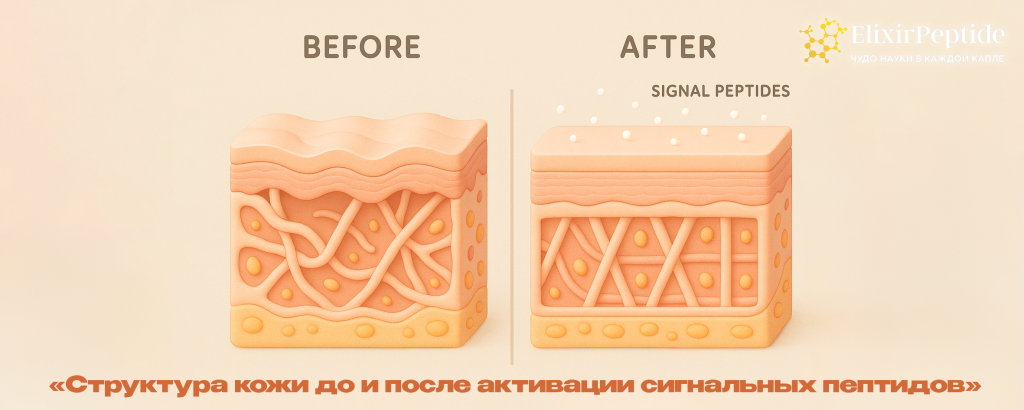 Структура кожи до и после активации сигнальных пептидов .png