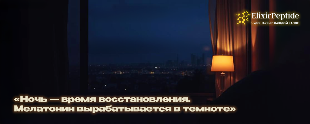 Ночь время восстановления. Мелатонин вырабатывается в темноте..png